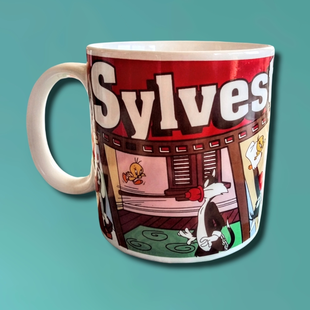 Vintage Looney Tunes Sylvester Mug W/  Tweety Bird By Applause 1995